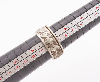 925 Sterling Silver Vintage Ring Minimalist Etched Semi Circle Sz 7 RG27962