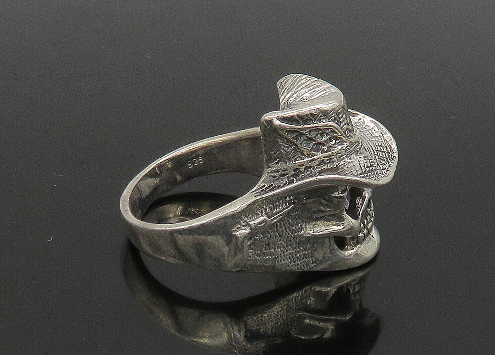 925 Sterling Silver  Vintage Skeleton Head Large Biker Ring Sz 12  RG23537