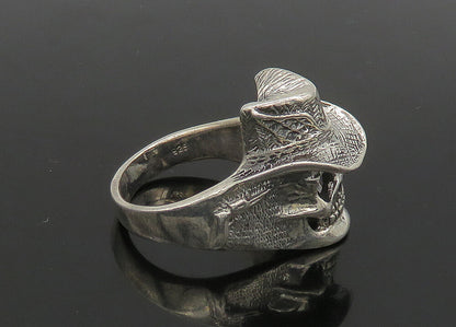 925 Sterling Silver  Vintage Skeleton Head Large Biker Ring Sz 12  RG23537