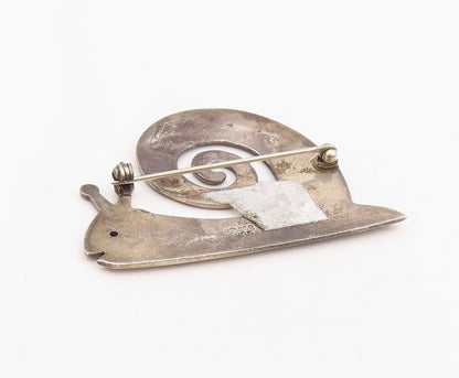 925 Sterling Silver Vintage Brooch MEXICO Abstract Snail Design Pin   BP12082