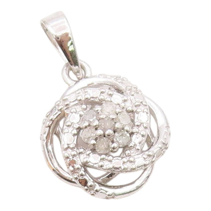 925 Sterling Silver  Genuine Diamonds Floral Knot Design Pendant  PT10373