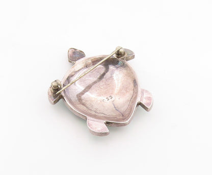 925 Sterling Silver Vintage Brooch Abalone Inlay Sea Turtle Charm  BP11794