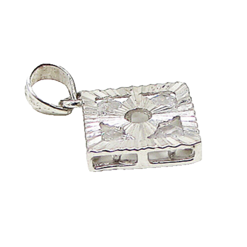 925 Sterling Silver  Inlay White Cubic Zirconia Drop Pendant  PT2005