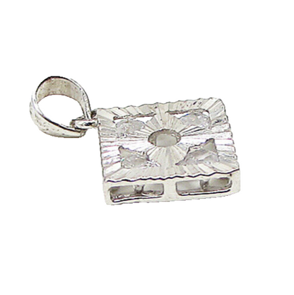 925 Sterling Silver  Inlay White Cubic Zirconia Drop Pendant  PT2005