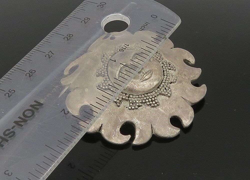 925 Sterling Silver  Vintage Shining Sun Face Motif Brooch Pin   BP8923
