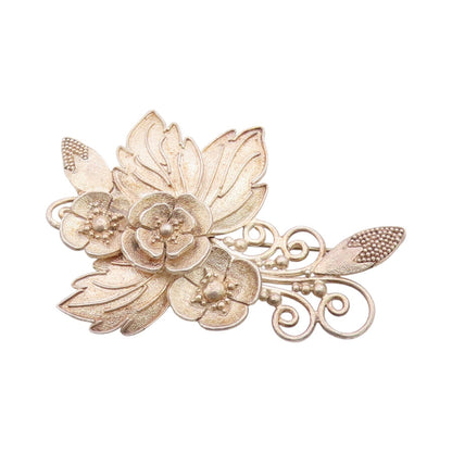 925 Sterling Silver Vintage Brooch Designer Cutout Floral Design   BP11750