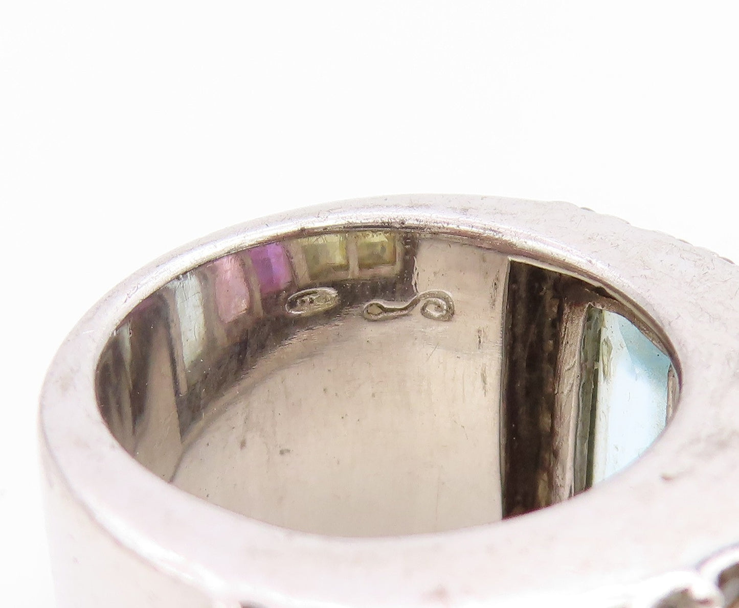 925 Sterling Silver Vintage Ring Multi Gemstone Statement Band  Sz 6.5  RG35464