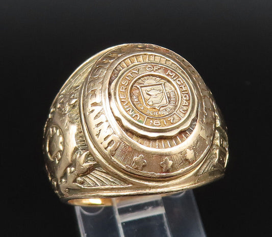 10K GOLD  Vintage Antique University Of Michigan Signet Ring Sz 7.5  GR406