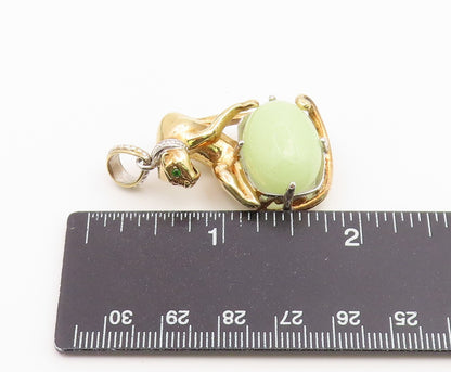 925 Sterling Silver Vintage Pendant Gold Plated MICHAEL VALITUTTI Jade  PT26498