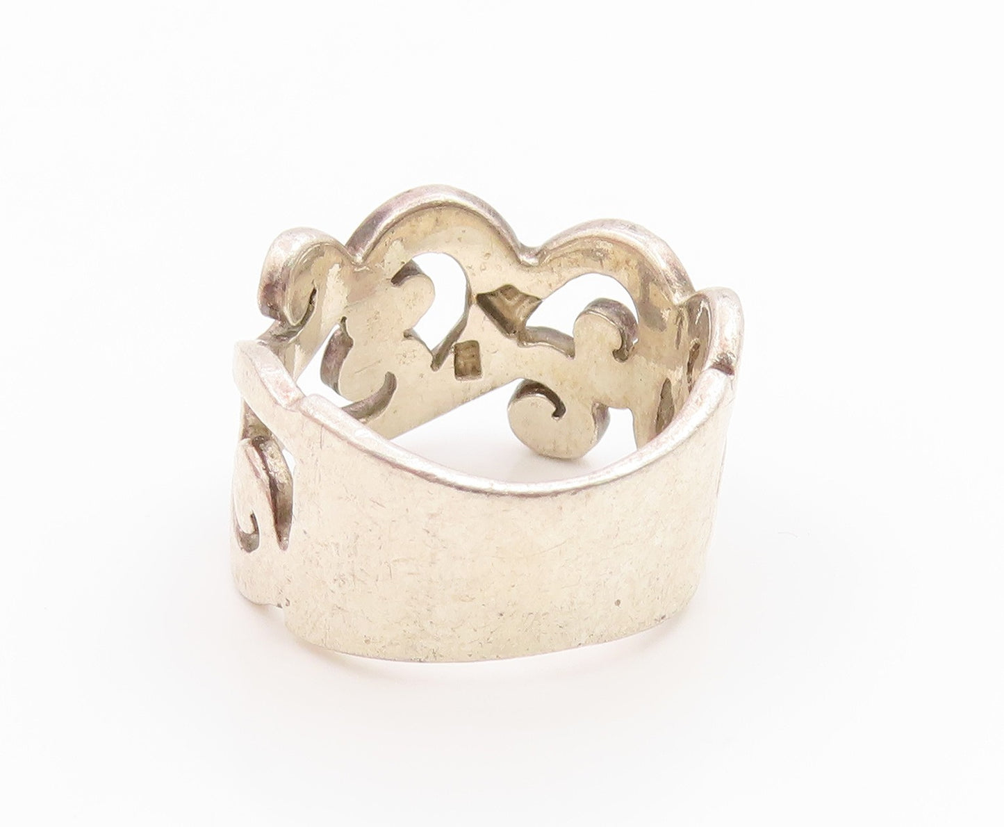 925 Sterling Silver Vintage Ring Modernist Open Scrollwork Band  Sz 9  RG36100