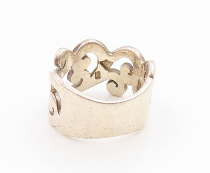 925 Sterling Silver Vintage Ring Modernist Open Scrollwork Band  Sz 9  RG36100