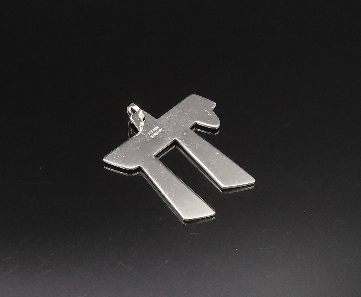 GERMANY 925 Silver  Vintage Raised Edge Matte Chai Symbol Pendant  PT21256