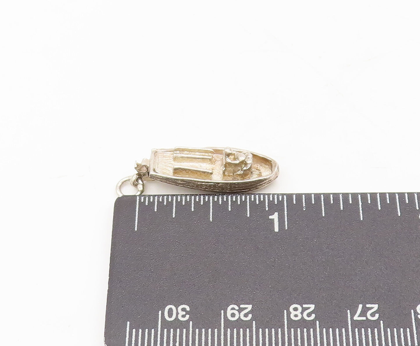 925 Sterling Silver  Vintage Minimalist Carved Boat Charm Pendant  PT22387