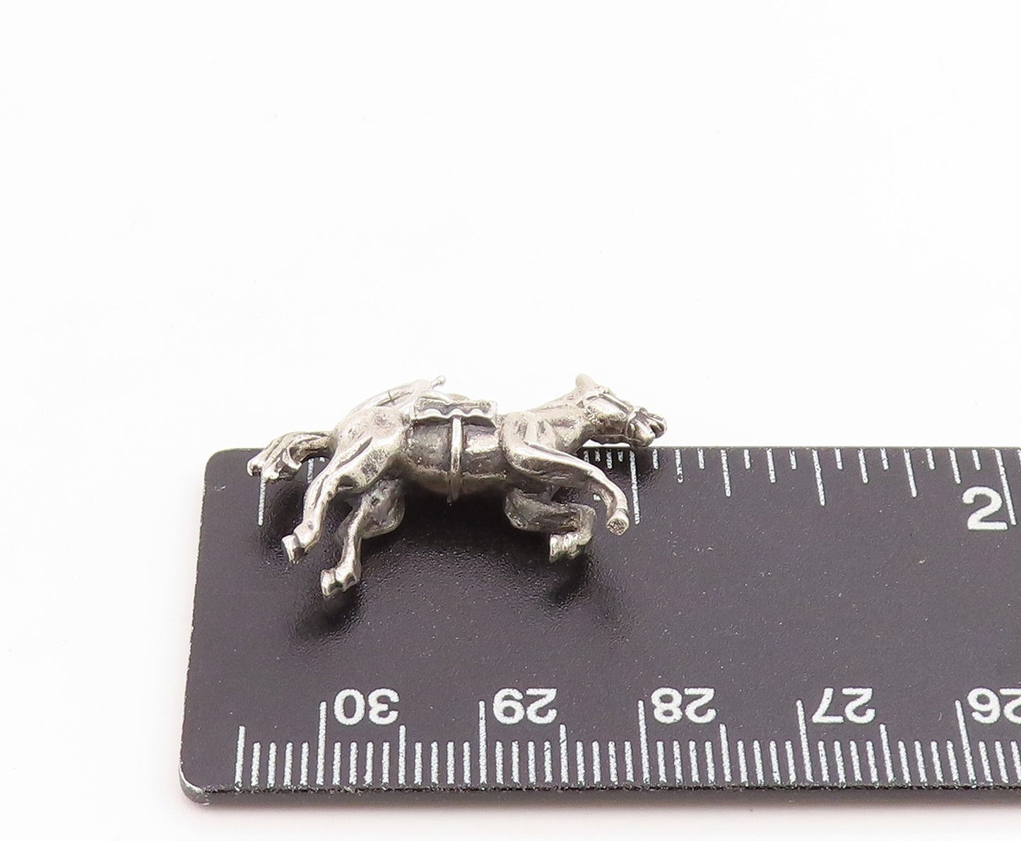 925 Sterling Silver Vintage Pendant Etched Saddled Western Horse Charm  PT25925