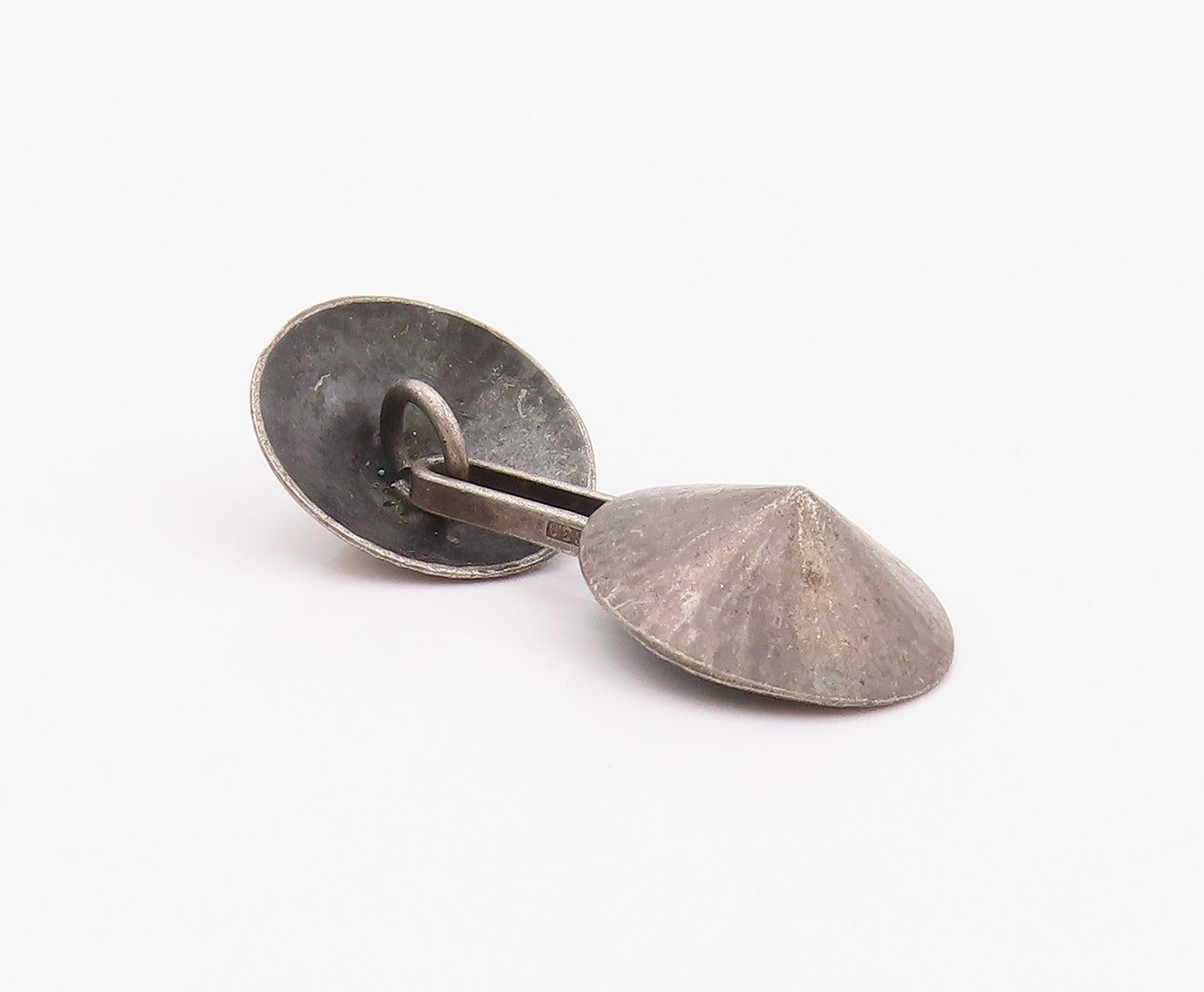 925 Sterling Silver Vintage Cuff Links NORWAY Dark Tone Cone Shape Domes  TR3946