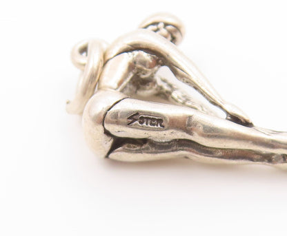925 Sterling Silver  Vintage Petite Shiny Gymnast Athlete Pendant  PT19019