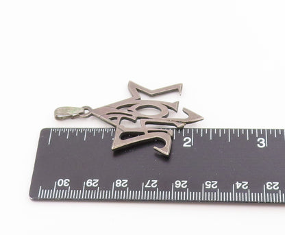 925 Sterling Silver Vintage Pendant Classic Shalom Star Of David Cutout  PT26294