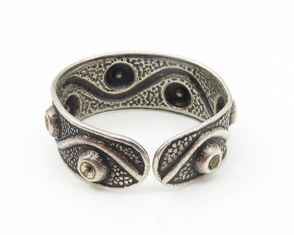 925 Sterling Silver  Vintage Oxidized Swirl Design Band Ring Sz 7  RG11048