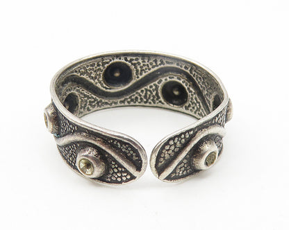 925 Sterling Silver  Vintage Oxidized Swirl Design Band Ring Sz 7  RG11048