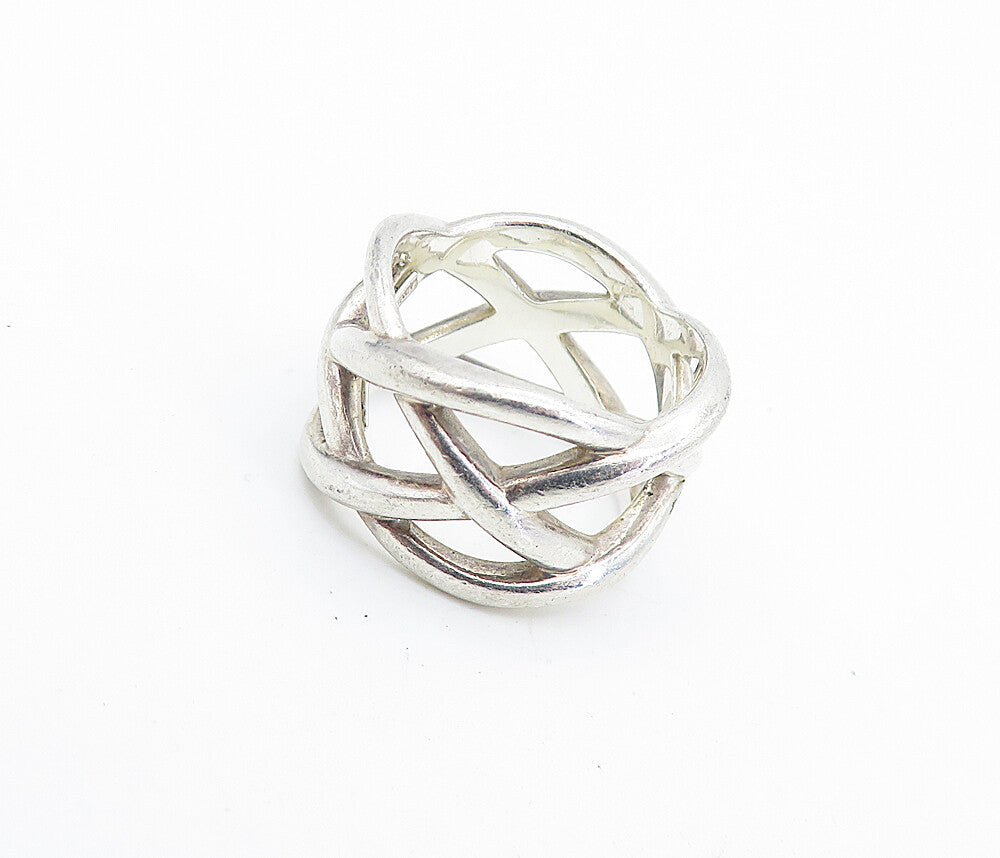 TIFFANY & CO. 925 Silver  Interlaced Braided Open Design Band Ring Sz 5 RG6990