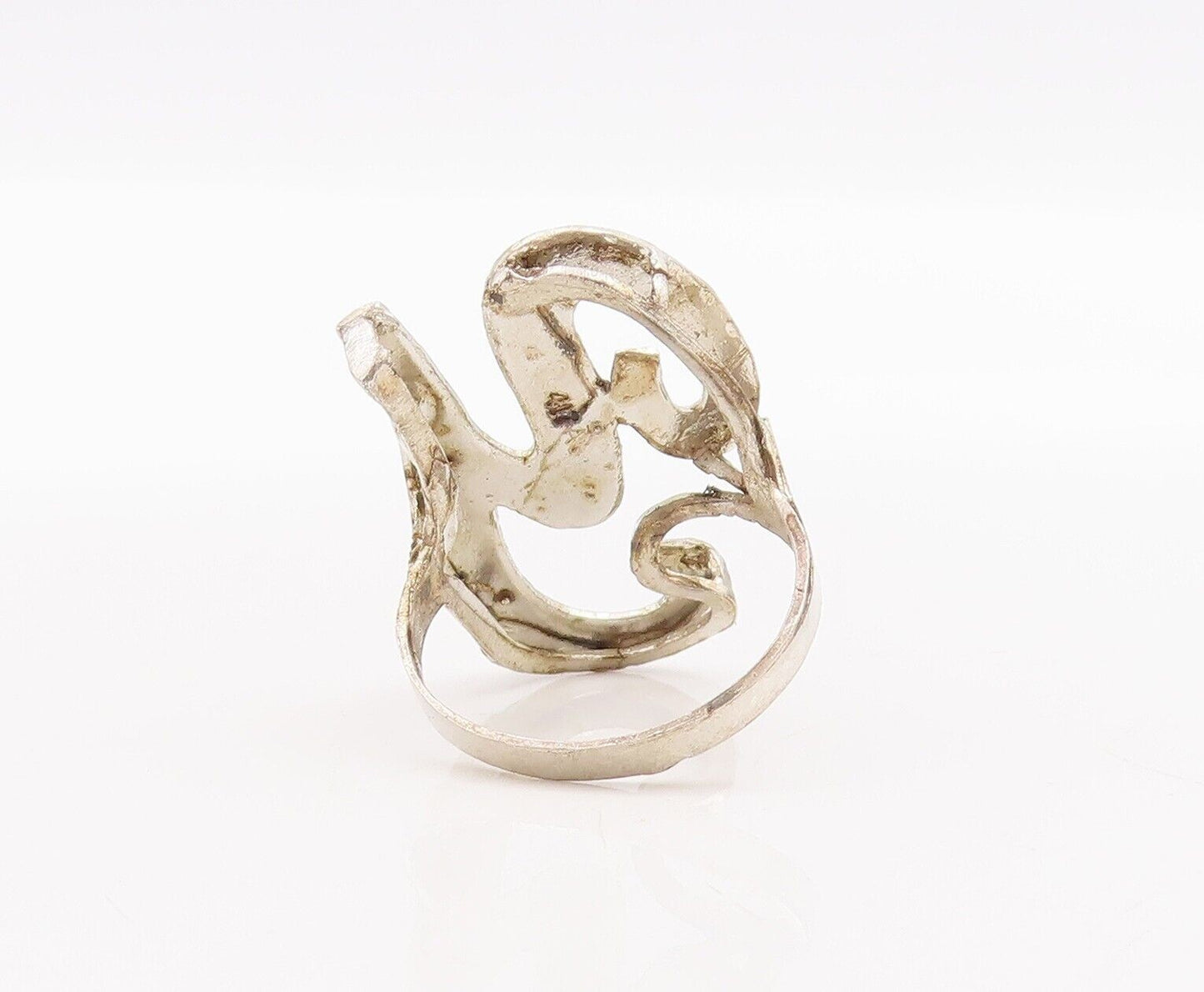 925 Sterling Silver Vintage Ring Solid Cutout Alphabet Y  Sz 8  RG28798