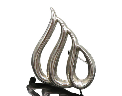 BEAU 925 Sterling Silver  Vintage Shiny Smooth Open Design Brooch Pin  BP5868