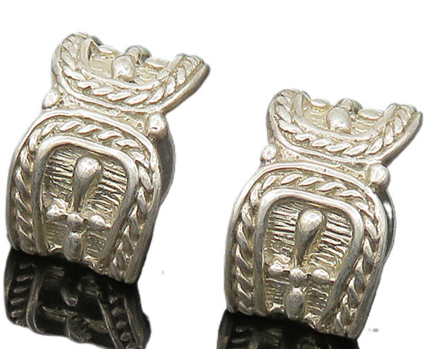 925 Silver  Vintage Religious Cross Pattern Curve Drop Earrings  EG11526