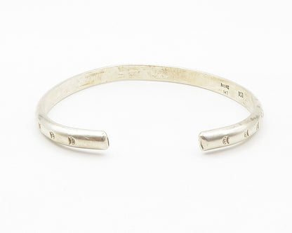925 Sterling Silver  Vintage Shiny Etched Pattern Petite Cuff Bracelet  BT5199