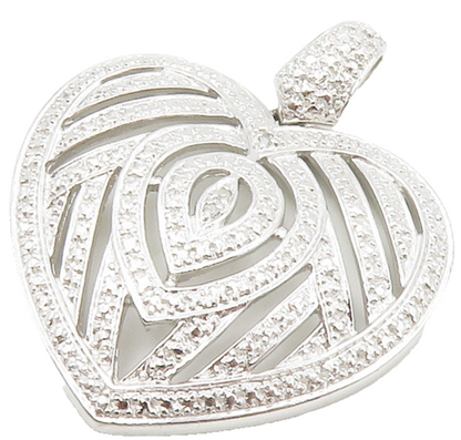 925 Sterling Silver  Petite Topaz Accented Love Heart Shiny Pendant  PT10752