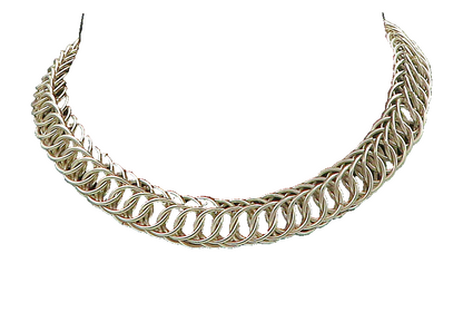 MEXICO 925 Sterling Silver  Vintage Shiny Circle Cluster Chain Necklace NE2759