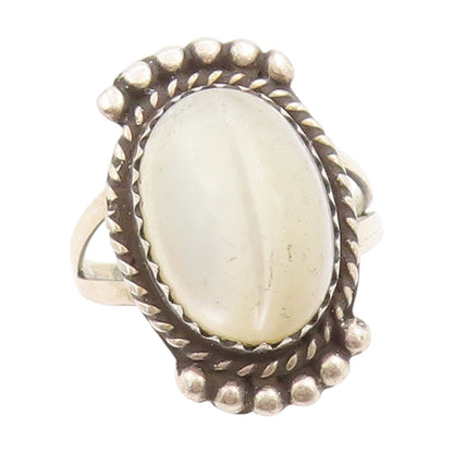 925 Sterling Silver Vintage Ring NAVAJO Moonstone Split Band  Sz 6.5  RG34019
