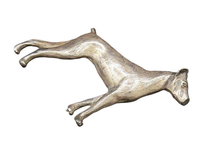 925 Sterling Silver  Vintage Carved Etched Dog Motif Brooch Pin  BP9837