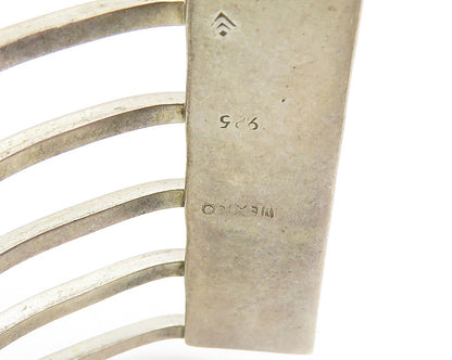 MEXICO 925 Sterling Silver  Vintage Shiny Split Highway Cuff Bracelet  BT7525