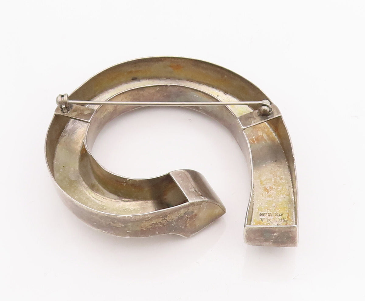 925 Sterling Silver Vintage Brooch Pin MEXICO Solid Large Open Loop  BP11147