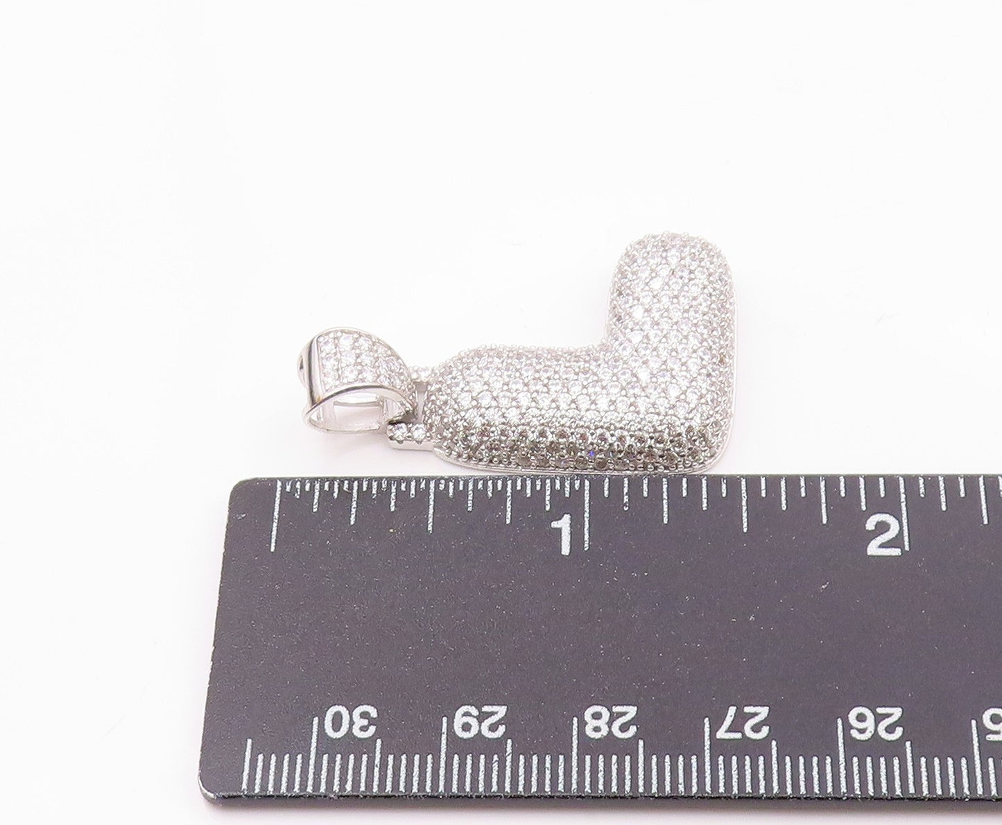 925 Sterling Silver  Vintage Cubic Zirconia Letter L Initial Pendant  PT18063