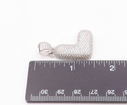 925 Sterling Silver  Vintage Cubic Zirconia Letter L Initial Pendant  PT18063