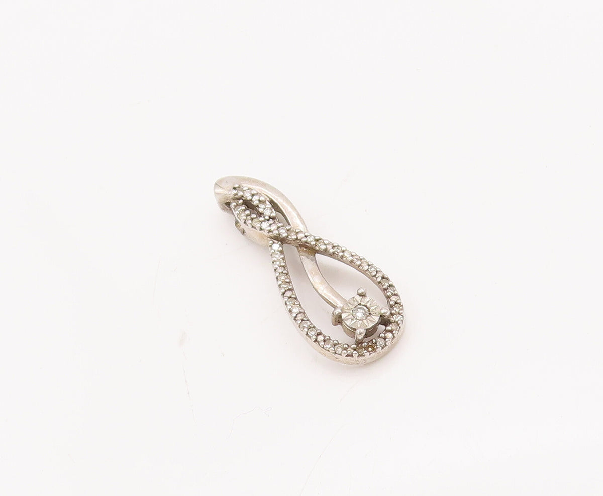 925 Sterling Silver Vintage Pendant Delicate Designer Diamonds Inlay   PT23075