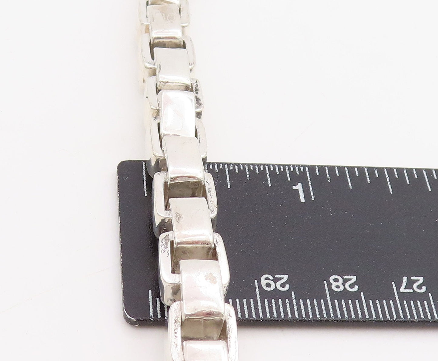 925 Sterling Silver Vintage Necklace Solid Geometric Venetian Box Chain  NE4692