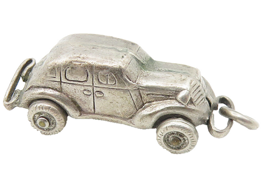 925 Sterling Silver  Vintage Shiny Petite Old Fashioned Car Pendant  PT9380