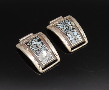 ZUNI NAVAJO 925 Silver  Vintage Crushed Mother Of Pearl Watch Straps  TR3466