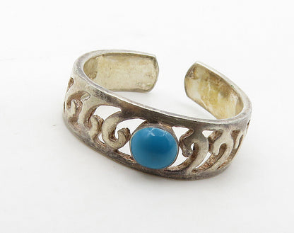 SOUTHWESTERN 925 Sterling Silver Vintage Turquoise Petite Band Ring Sz 3 RG16261