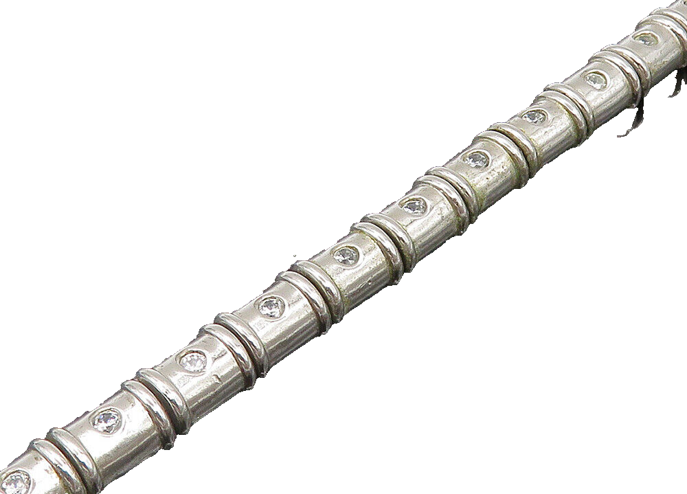 925 Sterling Silver  Vintage Shiny Topaz Hinge Link Chain Bracelet  BT8437