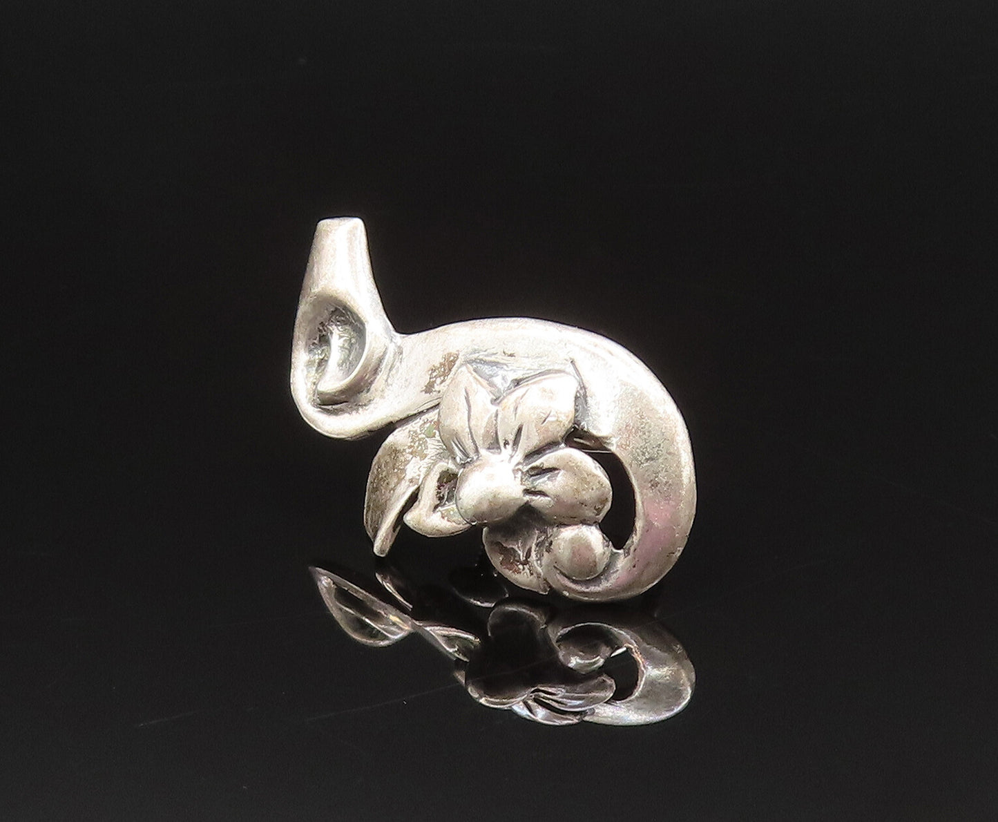 925 Sterling Silver  Vintage Floral Swirl Screw Back Drop Earrings  EG11909