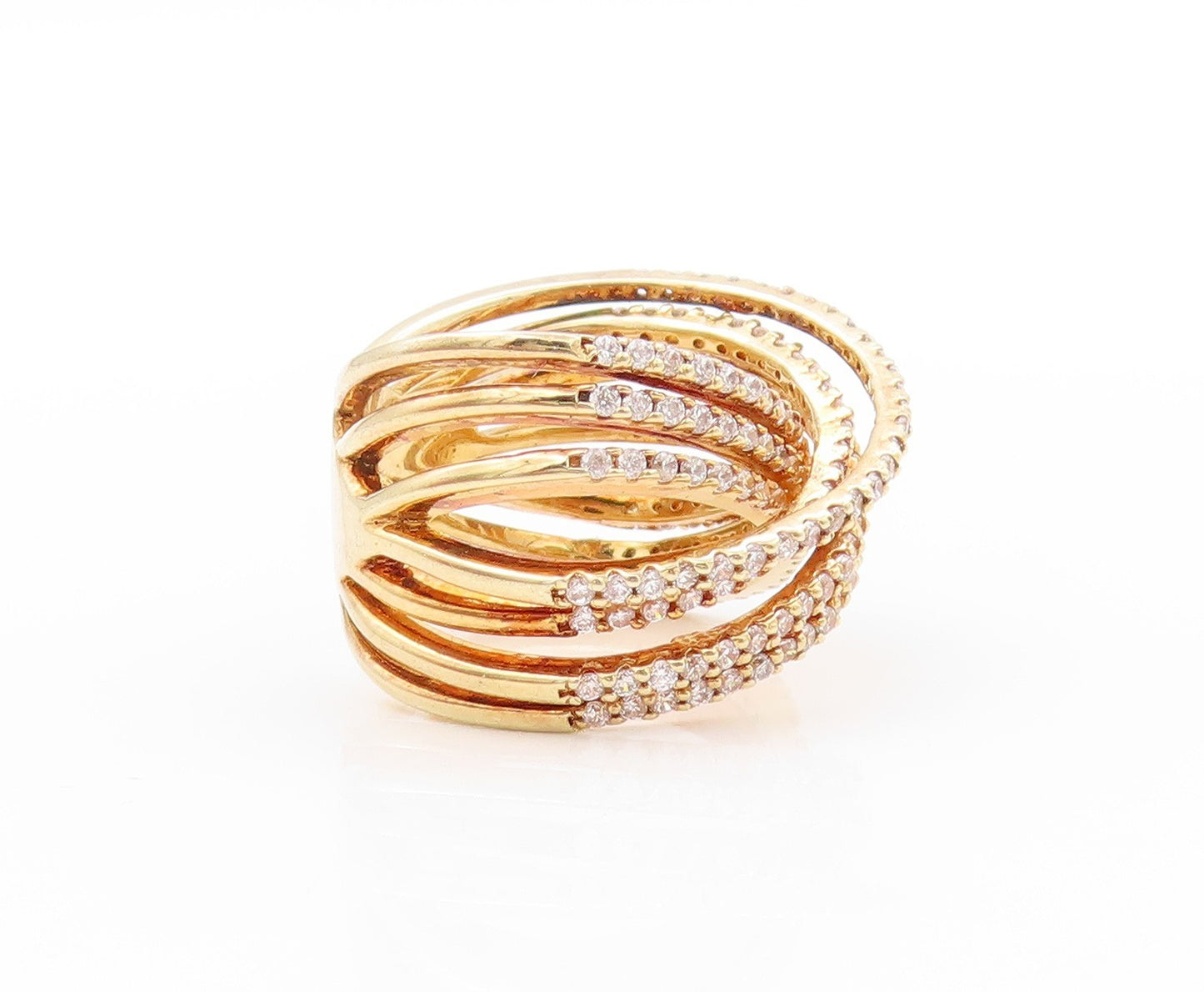925 Sterling Silver Vintage Ring Gold Plated CZ Cutout Bands  Sz 6.5  RG32816