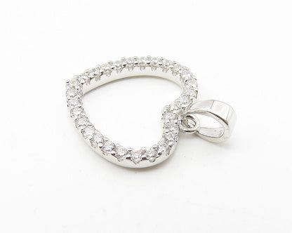 925 Sterling Silver  Sparkling White Topaz Petite Love Heart Pendant  PT8302