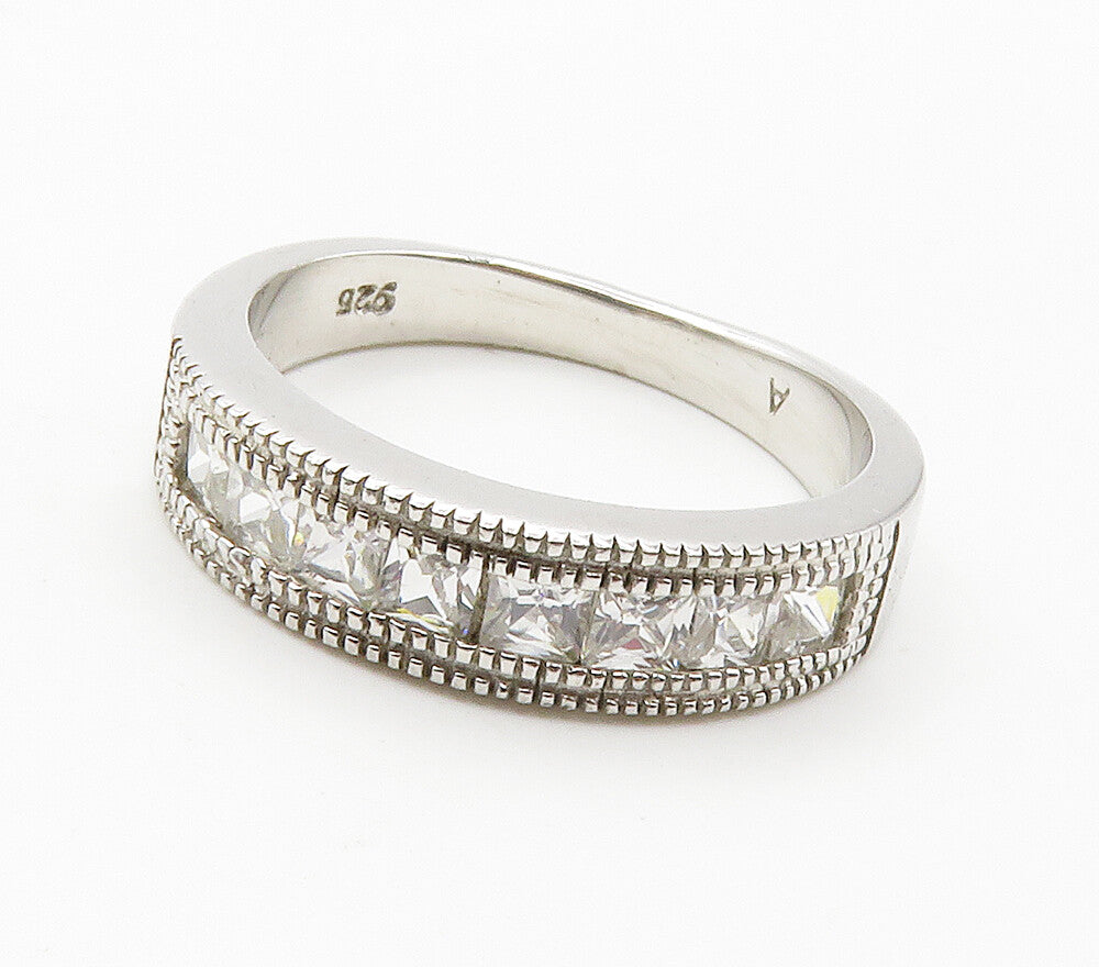 925 Sterling Silver  Sparkling Cubic Zirconia Smooth Band Ring Sz 7.5  RG15390