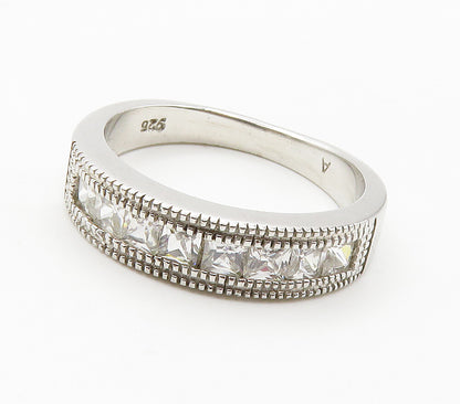 925 Sterling Silver  Sparkling Cubic Zirconia Smooth Band Ring Sz 7.5  RG15390