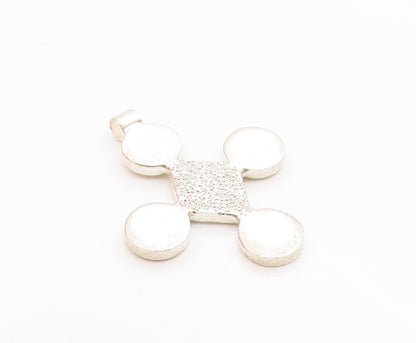 925 Sterling Silver  Vintage Shiny Textured Diamond Shape Pendant  PT17830