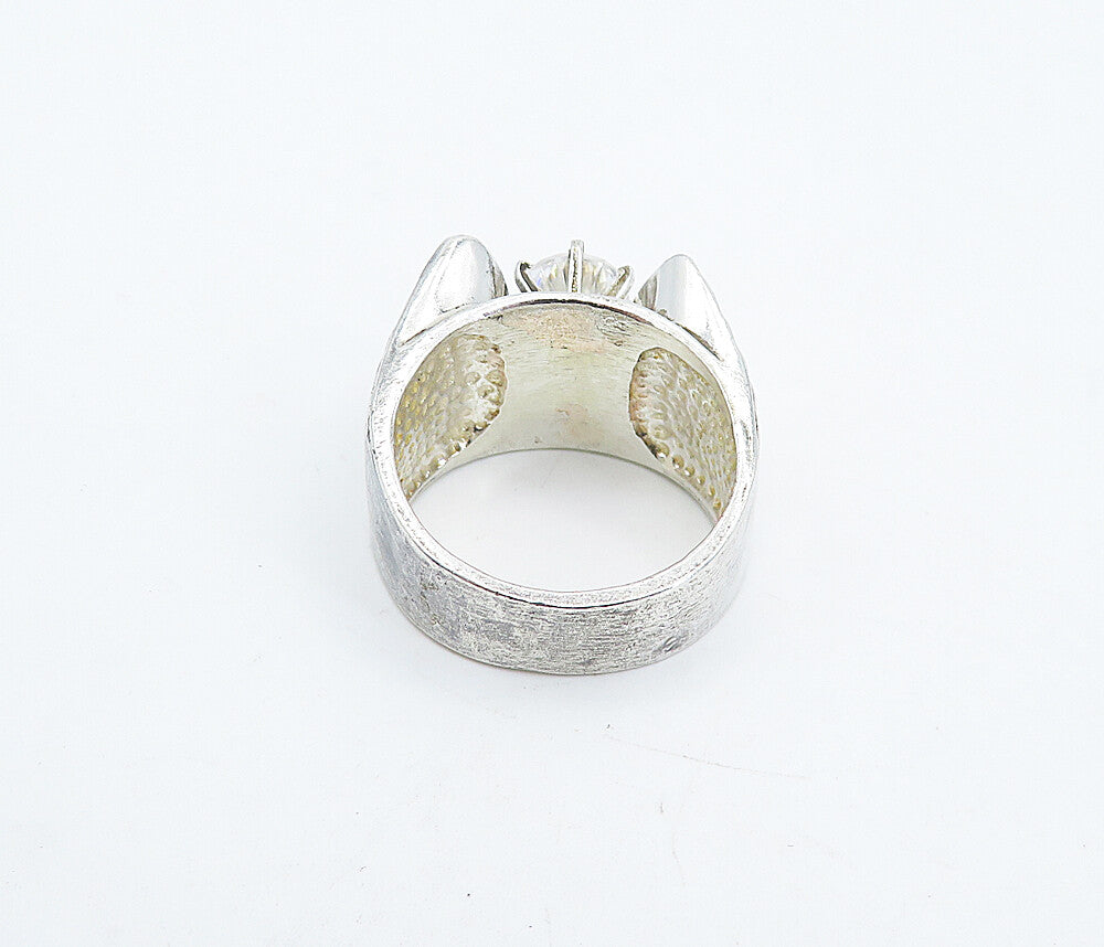 925 Sterling Silver  Vintage Cubic Zirconia Solitaire Ring Sz 7.5  RG4918