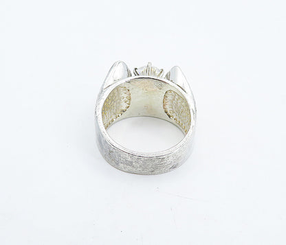 925 Sterling Silver  Vintage Cubic Zirconia Solitaire Ring Sz 7.5  RG4918